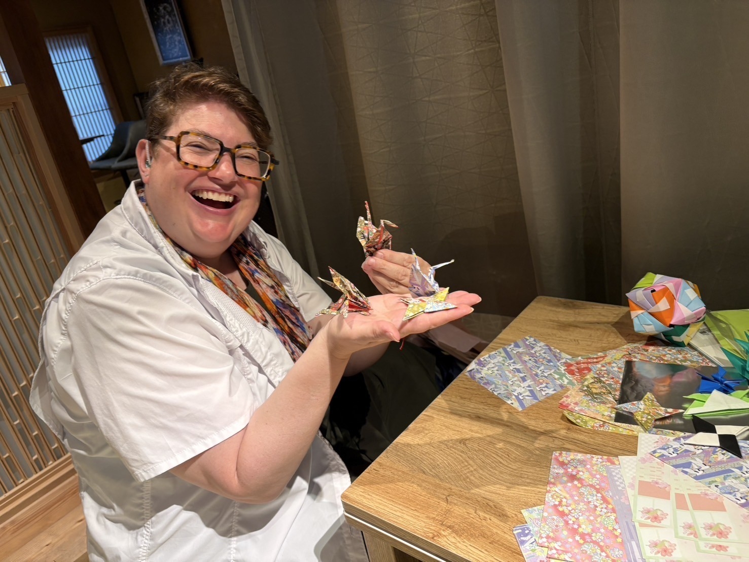 折り紙体験の様子