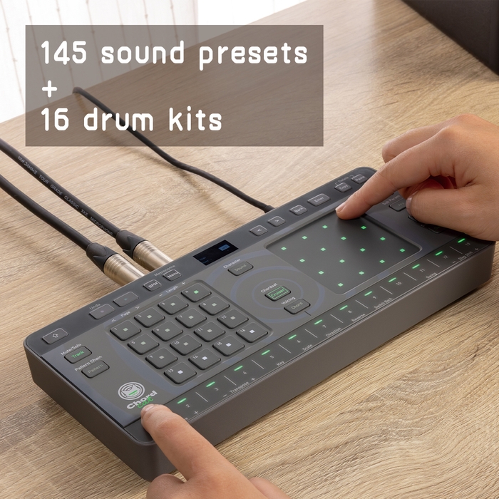 145種類のサウンドプリセットと16種類のドラムキット