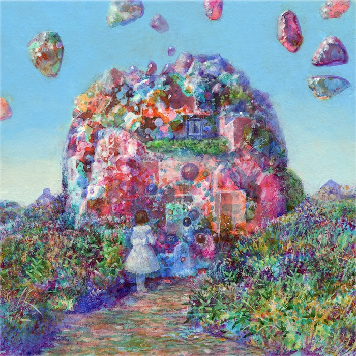 「ローズクリスタルの丘」版画　20×20cm