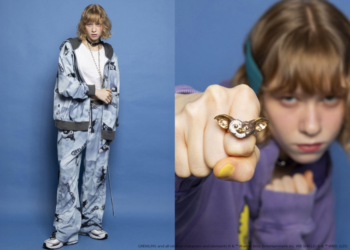 左)SMOKEY GIZMO HOODIES ¥36,850、SMOKEY GIZMO BOTTOMS ¥36,850/右)GIZMO RING ¥15,400(全て税込)