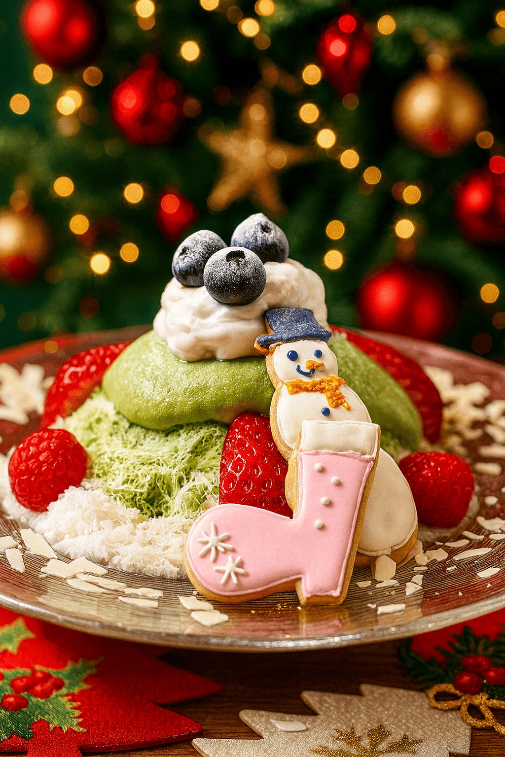 月替わりとなる粉雪のような食感のスノーシェイブ(ピスタチオとベリーのスノーシェイブ)