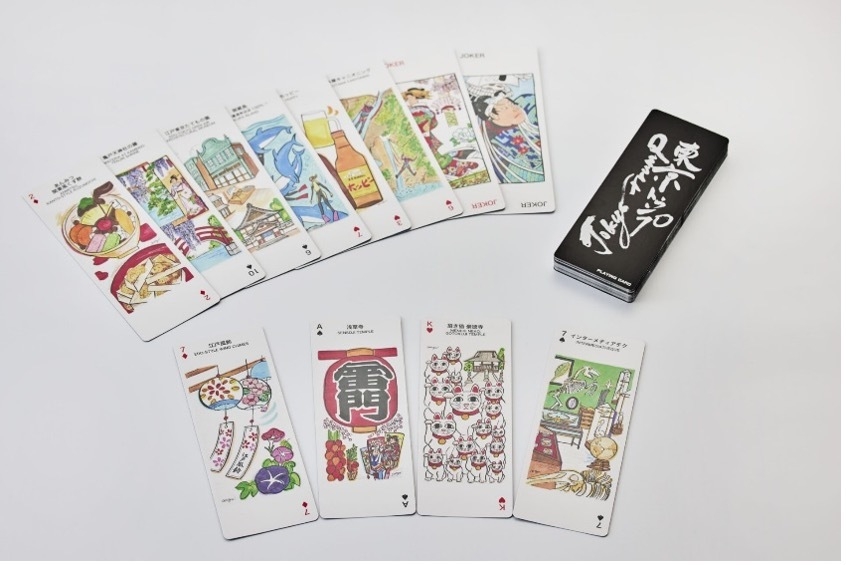 秋葉原 SEEKBASE 東京の名所や文化のイラストが54枚描かれたトランプ