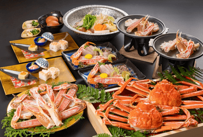城崎温泉「湯宿ささくら」松葉ガニコース料理（2人前イメージ）