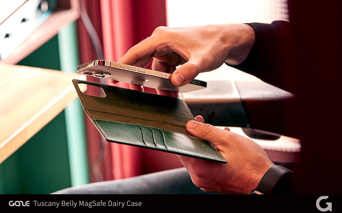 Tuscany Belly MagSafe対応ダイアリーケース特長 MagSafe機能を利用して磁力で固定