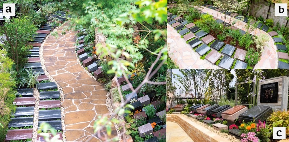 ( a:高輪庭苑 b:三田花苑 c:島津山庭苑 )