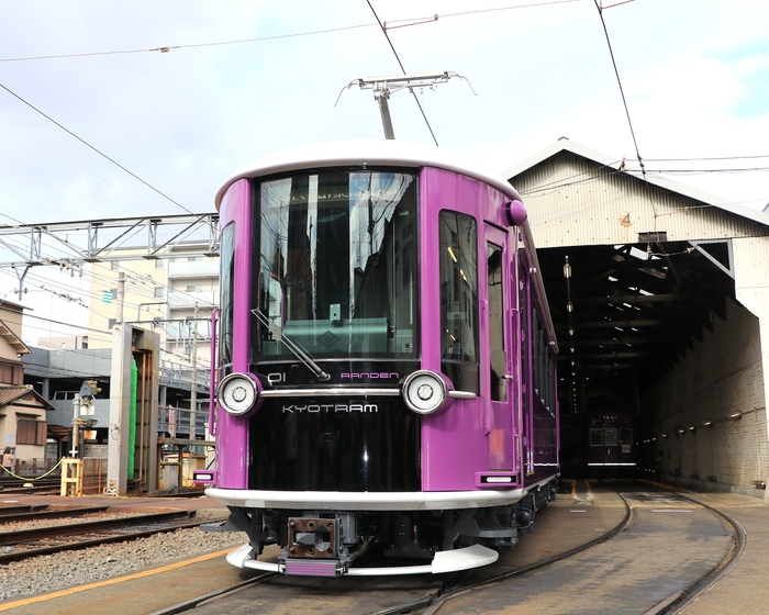 KYOTRAM(嵐電モボ1形 (2025年1月17日、京福電気鉄道㈱西院車庫で撮影))