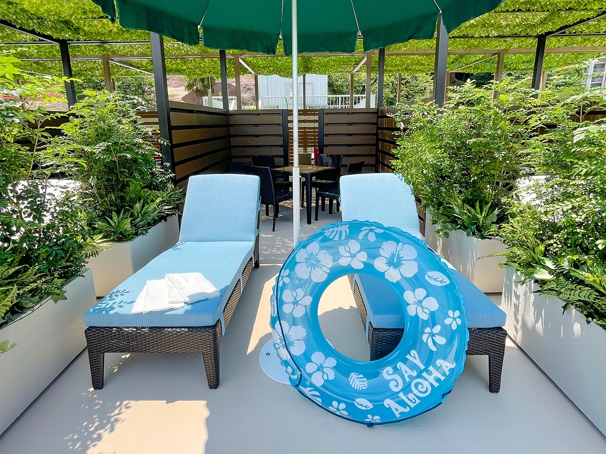 事前予約で休憩スペースを確保できる「有料レストスペース」。全9種類あり、ドリンクチケットが4枚ついています。