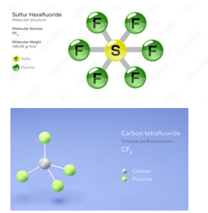 図. 六フッ化硫黄および四フッ化炭素の製品画像