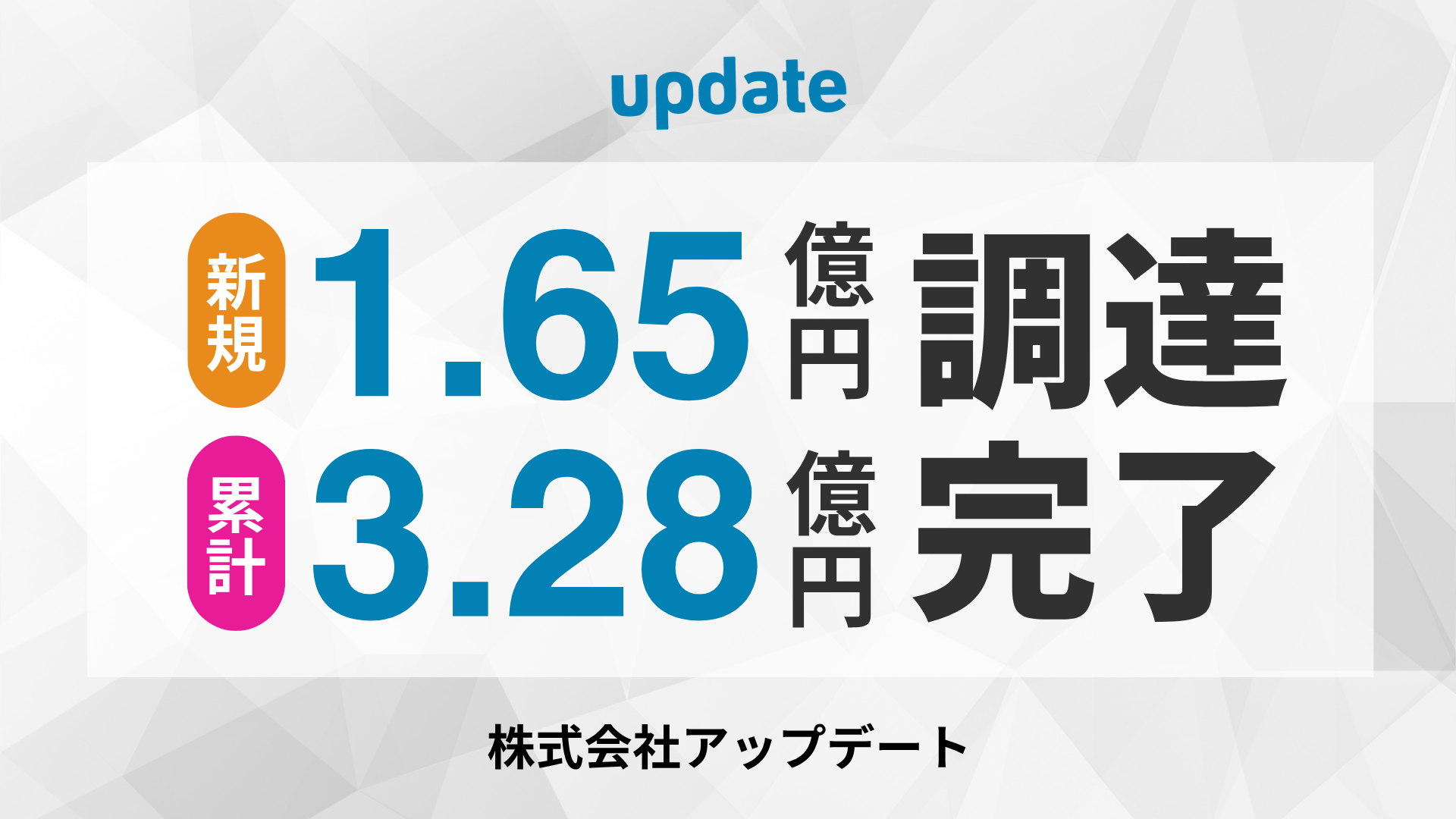 デットファイナンスにより新規1.65億円、累計3.28億円資金調達完了のお知らせ