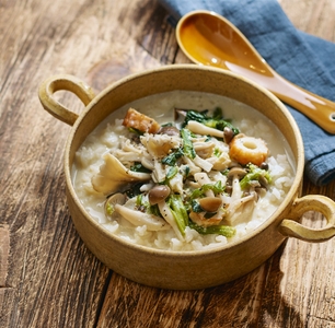 ちくわときのこの豆乳クリームスープご飯