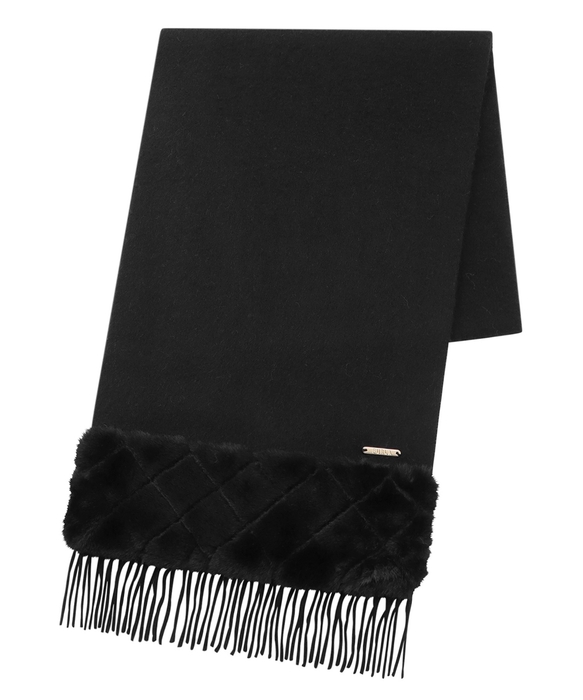 フルラ (FURLA)エコファー付きマフラー 無地×キルト風 ブラック