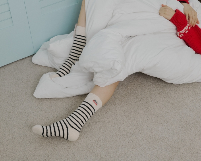 コージーストライプソックス(アイボリー)