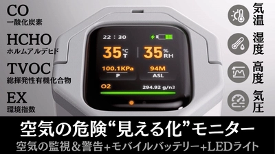 空気の危険を“見える化”！監視＆警告！ MEMSセンサー搭載ポータブル空気モニター 【2025年6月29日(日)20:00～】Makuakeにて先行販売開始。