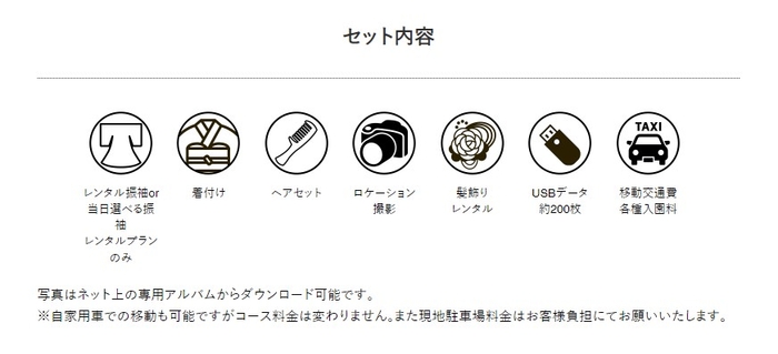 十三参り振袖レンタルロケーション撮影　セット内容