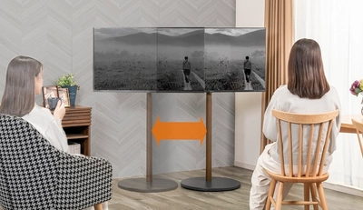 ヤマダホールディングス オリジナルテレビスタンド　 移動が楽々！視聴角度の調整ができる！ 「ムービングフラミンゴ」「ミニフラット＆スリム」発売