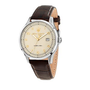 42MM 3H IVORY DIAL BROWN ST