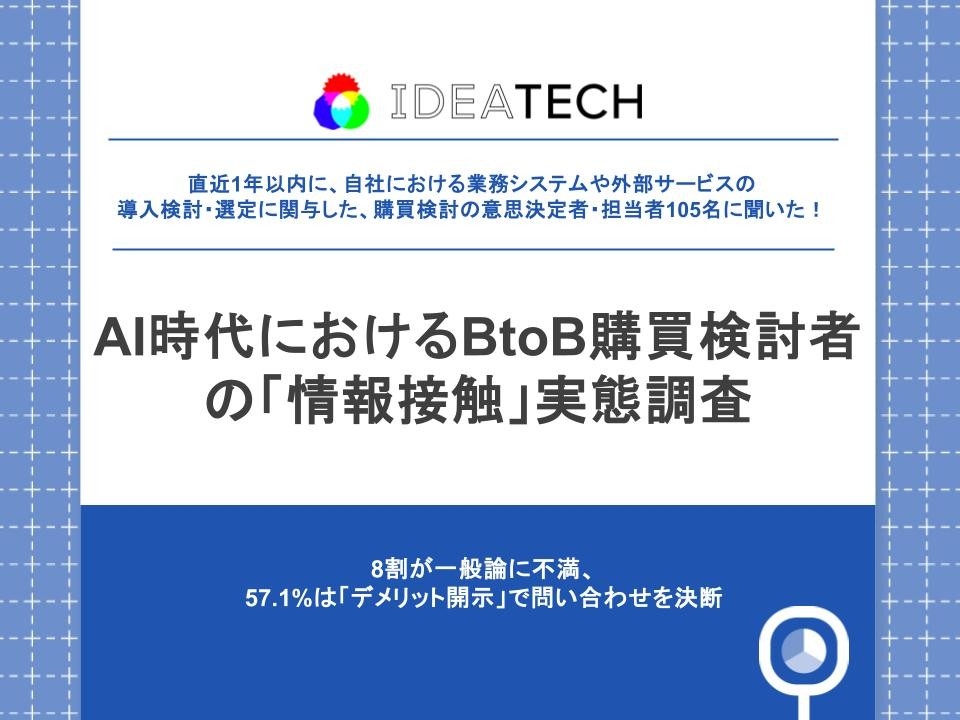 【AI時代のBtoB購買「情報接触」実態】約8割が「一般論ばかり」と感じ、57.1%が"誠実さ"で問い合わせ先を決断。約6割が生成AIで情報収集、求められるのは「生々しい事例や現場のノウハウ」
〜メリット偏重の情報発信が不信感を生む時代、企業サイトに求められる「正直さ」の再定義〜