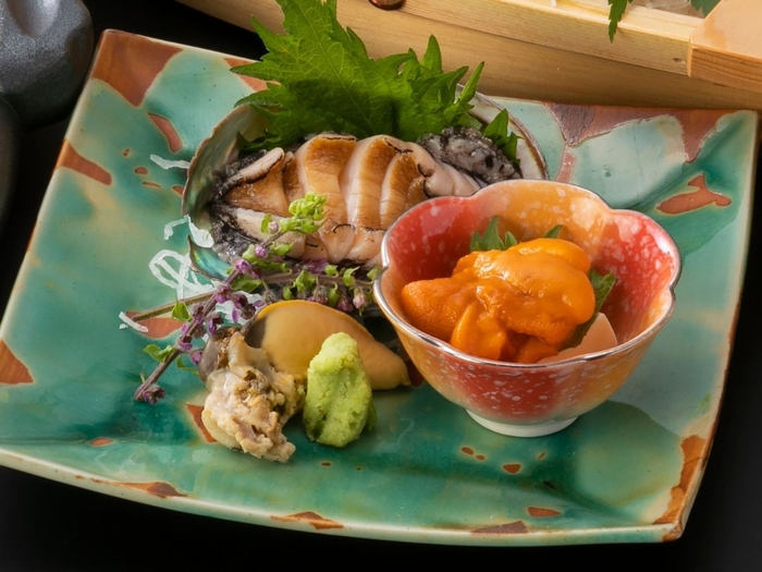 あわびの造り&ウニの造り/一例