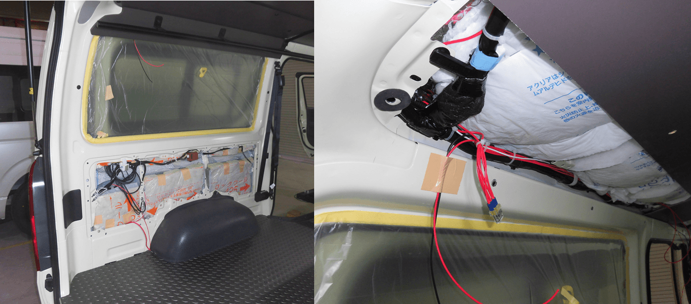 断熱施工(左:側面 右:天井)