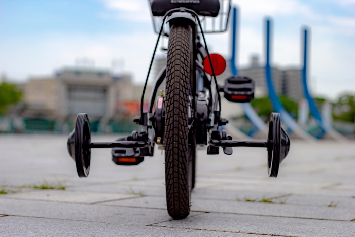 後方からみた様子(たたむと飛行機の翼のようです)