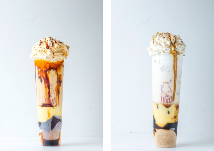 (左)来宮大楠スペシャルソフト プリン味 1,500円、 (右)来宮大楠スペシャルソフト 麦こがし味 1,650円