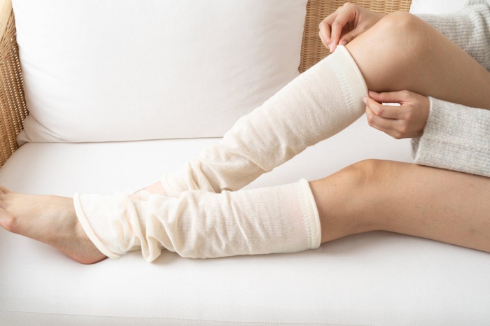 『ふゆのさらふわ レッグウォーマー』きなり着用イメージ