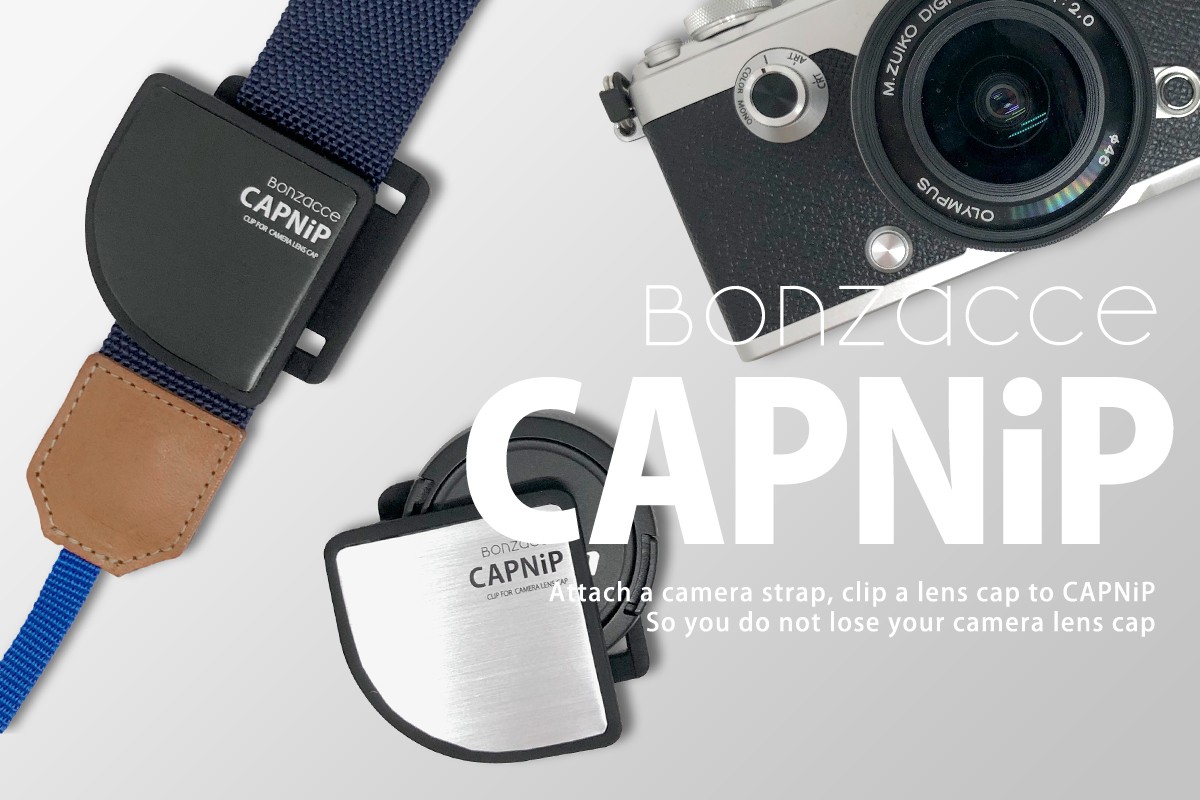 カメラストラップに取り付けるレンズキャップ用クリップ 「CAPNiP