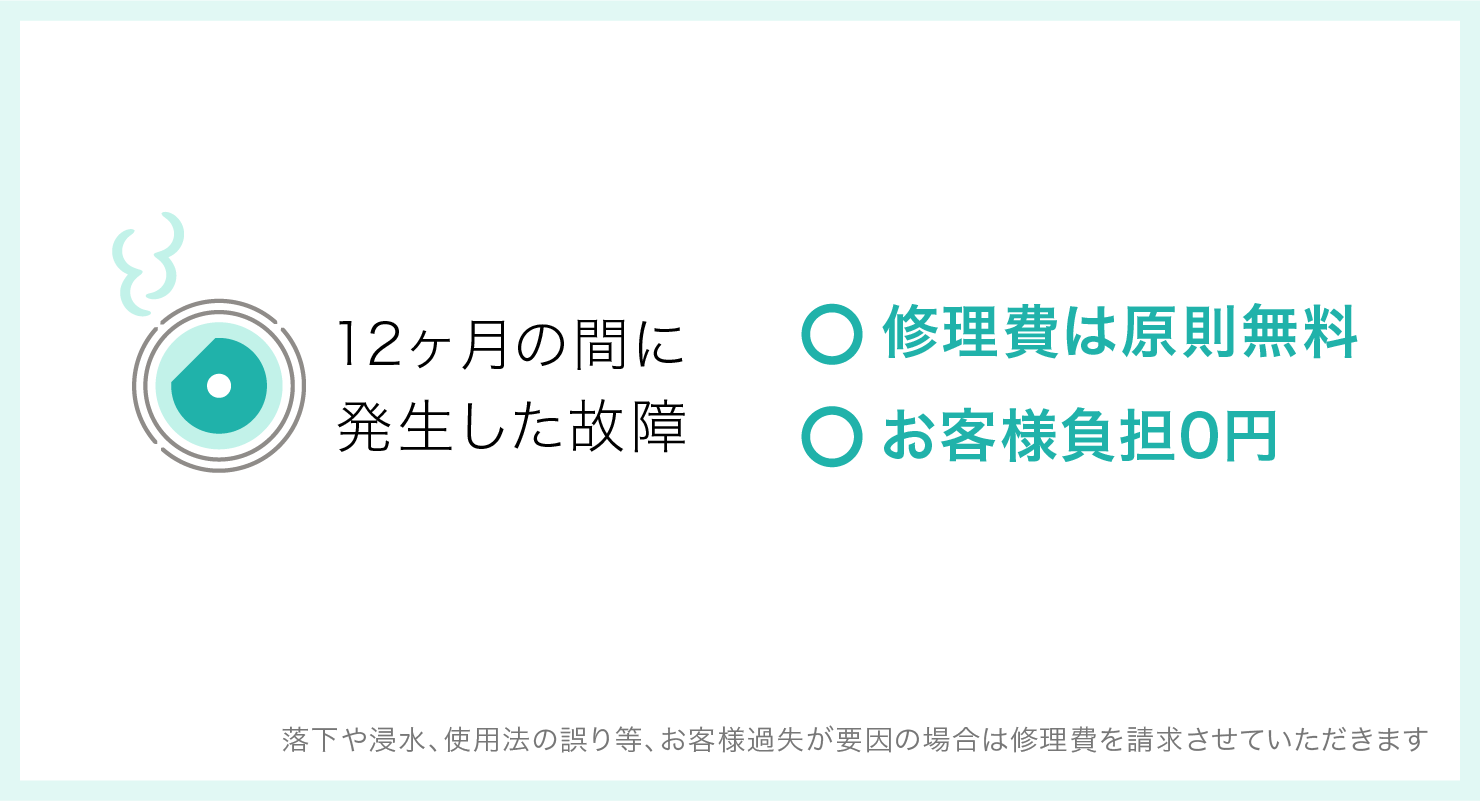 万が一の故障もあんしん 修理費はずっと無料です