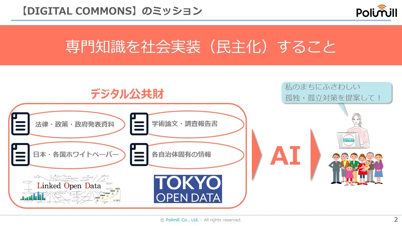 GovTechベンチャー「Polimill（ポリミル）」、デジタル公共財を活用した省庁・自治体サポートAI【DIGITAL COMMONS】の無料提供を開始