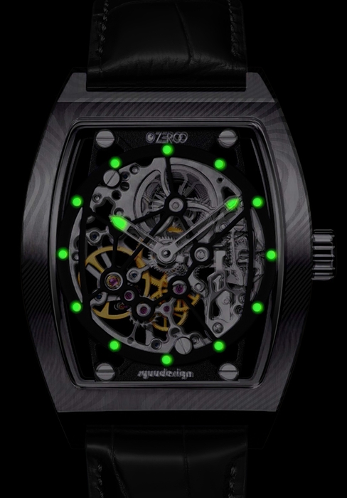 ZEROO M1D THE AURIGAダマスカス鋼ケースのトノー型メカニカルスケルトンウォッチ(12)