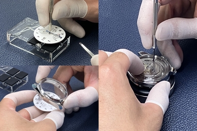 時計組立の様子