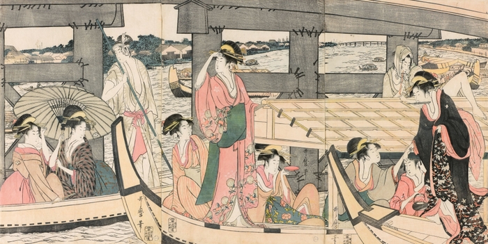喜多川歌麿「両国橋上橋下納涼之図（橋下の図）」