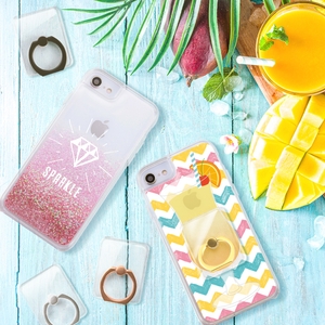 ラメグリッターケース&クリアスマホリング