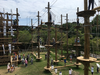 ▲スリル満点の巨大アスレチック