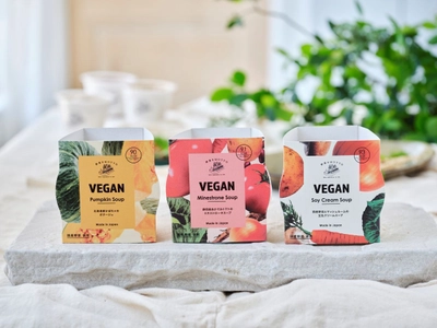 ＜ベジMOTTOシリーズからヴィーガンスープが登場！＞ かぼちゃスープ・ミネストローネ・豆乳クリームスープ 　国産野菜の恵みをそのままに、 ベジMOTTOスープからヴィーガンスープ3種類が新発売