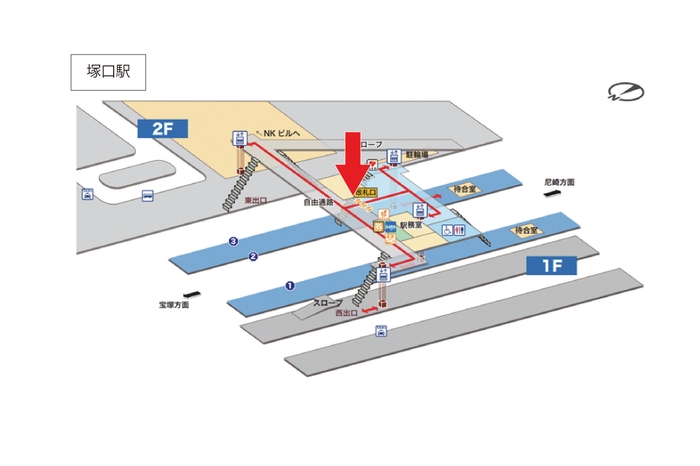 塚口駅設置場所(改札口付近)