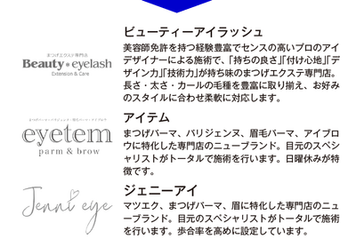 まつげエクステ・目もとケアサロンの ブランド別 展開