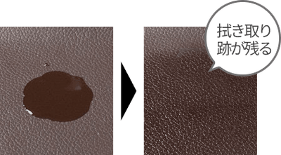 ベッドにこぼしたミネラルオイルは、油分の拭き取り跡が残ります。