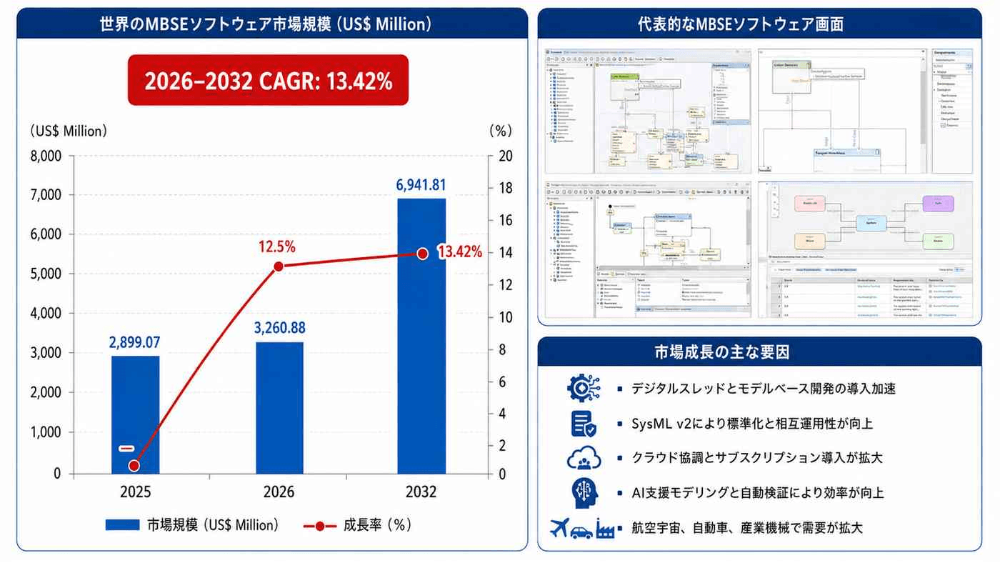 モデルベースシステムズエンジニアリング（MBSE）ソフトウェア市場調査会社が贈る：売上規模・調べ方・分析手法