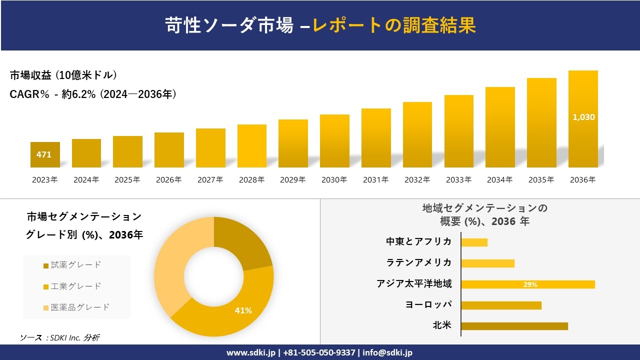 苛性ソーダ市場の発展、傾向、需要、成長分析および予測2024ー2036年