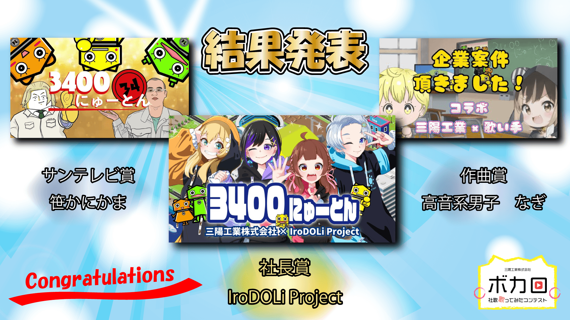 ボカロ社歌歌ってみたコンテスト 結果発表