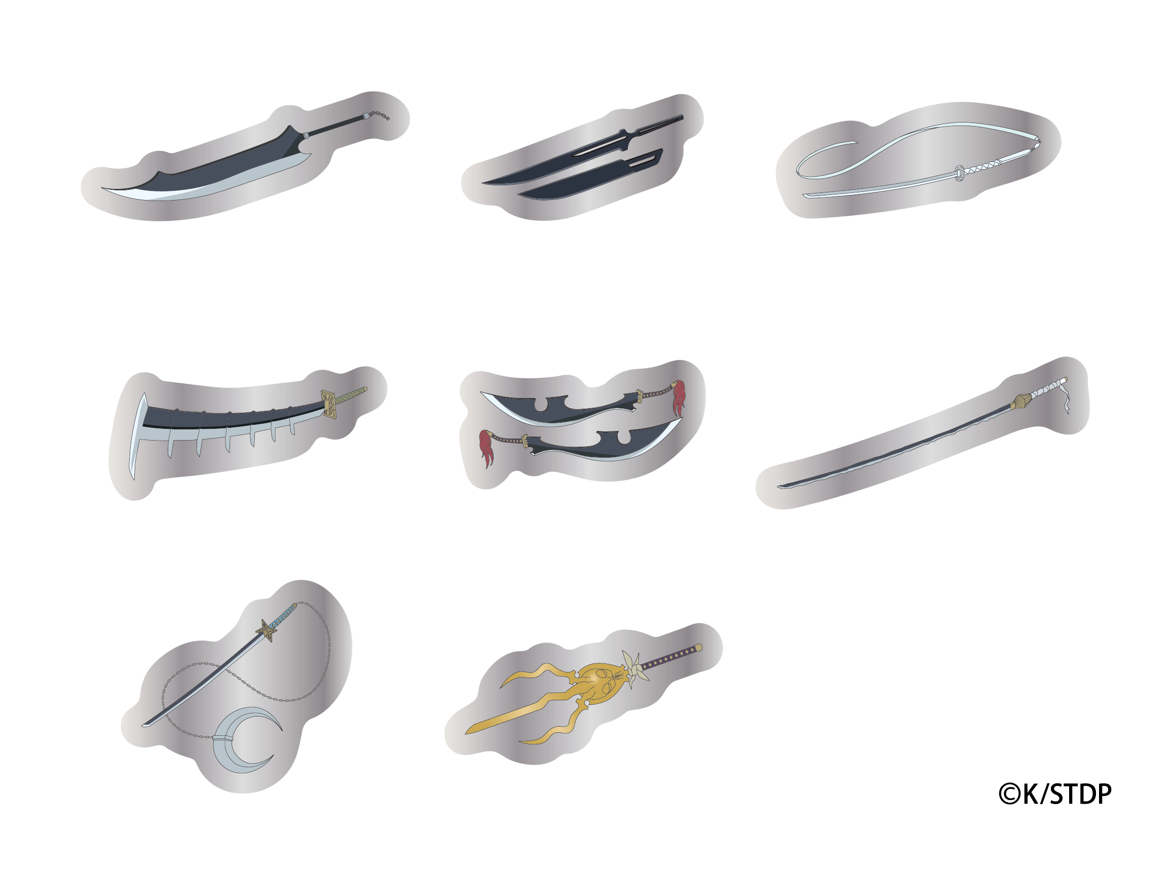 ▲プレミアムチケットの特典 ニジゲンノモリ オリジナルグッズ「斬魄刀ピンズ コンプリートセット」