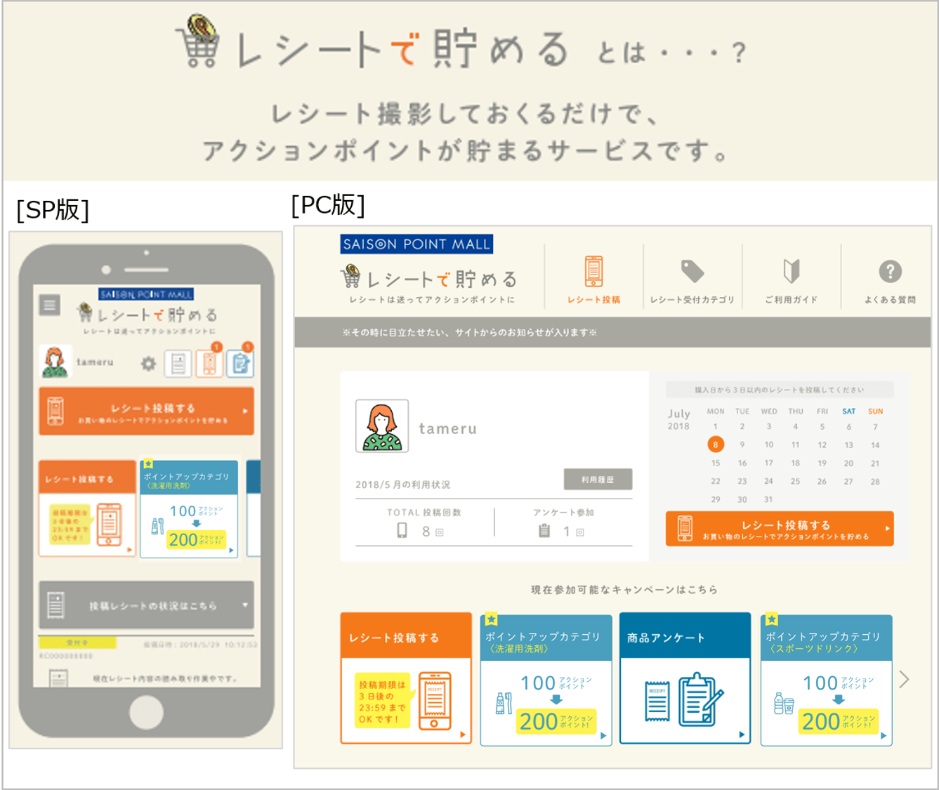 レシート投稿サービスの先駆け「レシートで貯める」 WEBサイト