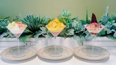 （左から）ピーチメロンとハーブ（ディル）/ マンゴーとスパイス（シナモン＆カルダモン）/ チョコレートとラズベリー