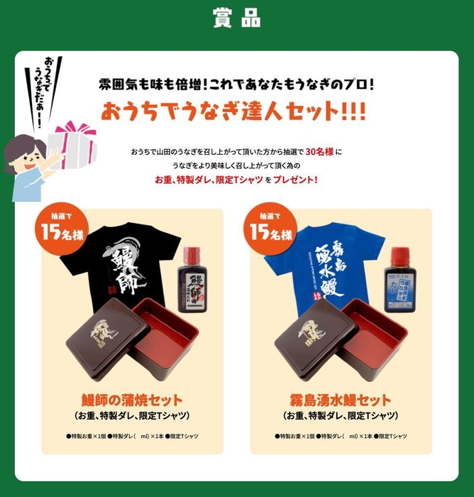賞品の「おうちでうなぎ達人セット!」