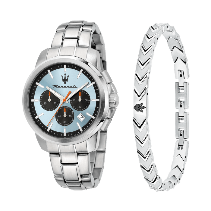 42MM CHR L.BLUE DIAL SS BR+JEW ICONIC BR SS BLACK 18+3.5CM