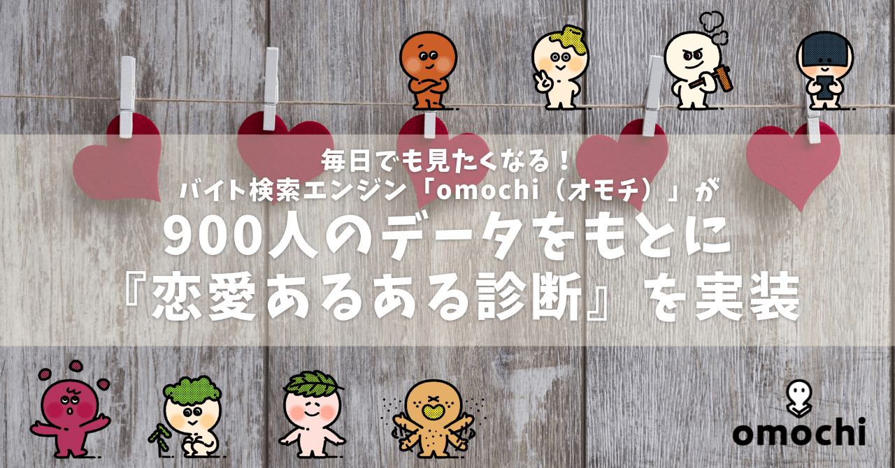 毎日でも見たくなる! バイト検索エンジン「omochi(オモチ)」が 全国の大学生900人のアンケートデータをもとに、『恋愛あるある診断』を実装