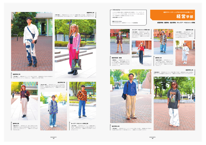 学部ごとのファッションスナップ