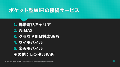 ポケット型WiFiの接続サービス