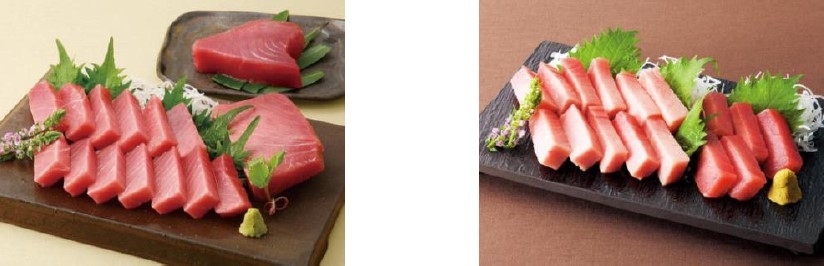 〈黒門市場 新魚栄〉近大マグロセット(左)、近大マグロセット(右)